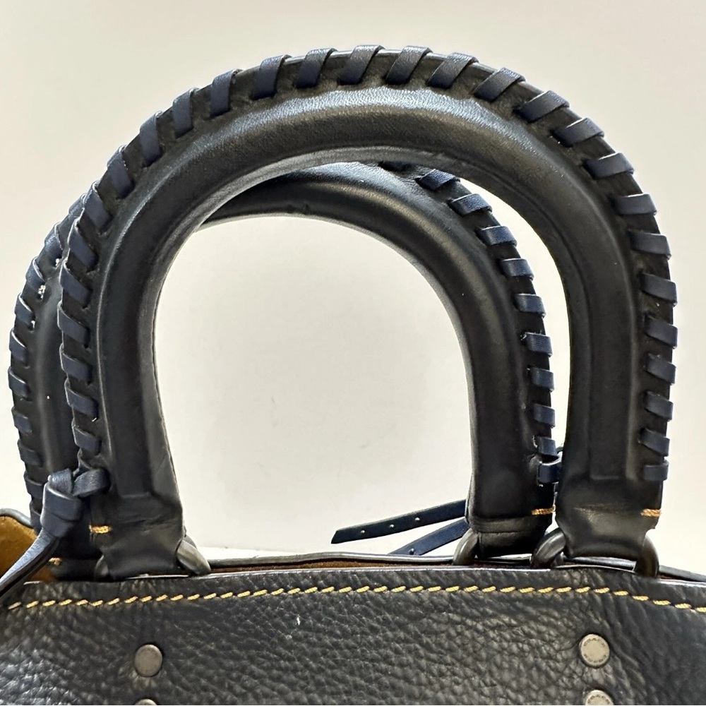 Coach Rogue 36 dark blue whipstitch double handles - Picture 5 of 16